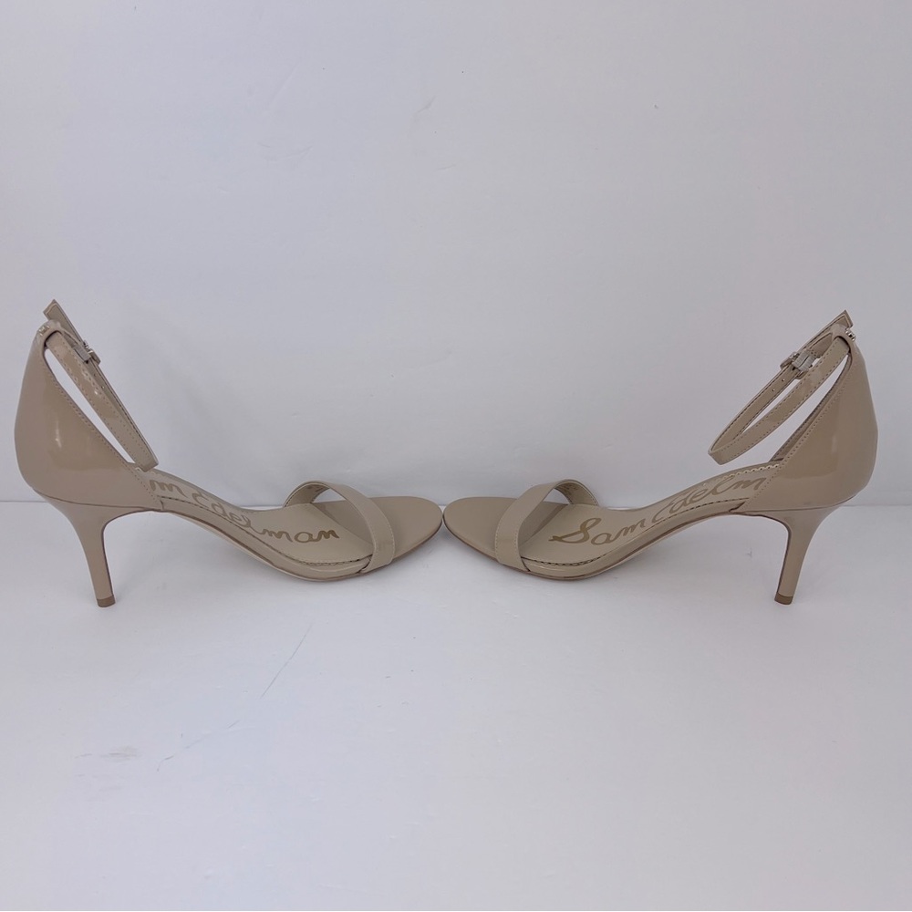 SAM EDELMAN PATTI ANKLE STRAP HEEL, BEIGE SHINY PATENT, WOMENS 11, EUR 41, UK 8 - Picture 10 of 17
